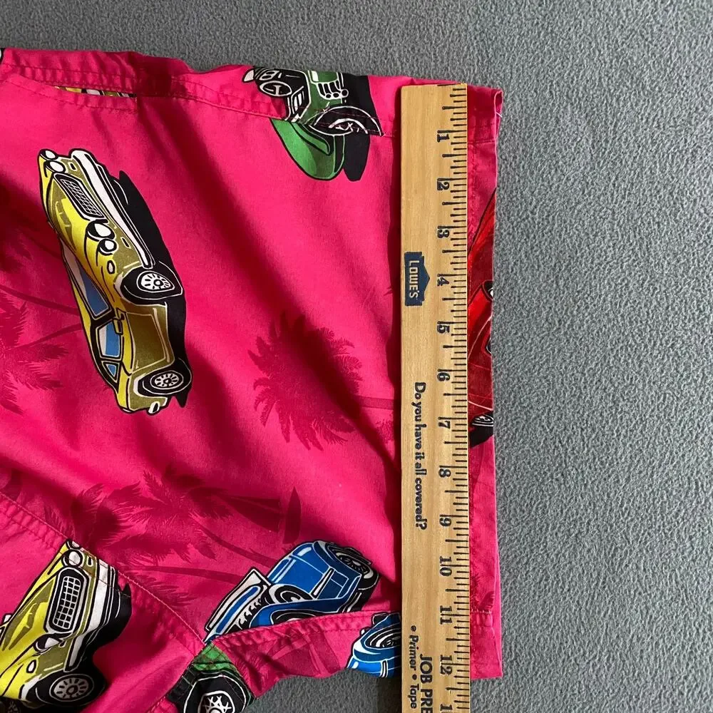 Uzzi Active Wear Shorts Mens‎ M Pink Graphic Swim Surf Beach Festival Cars Palm